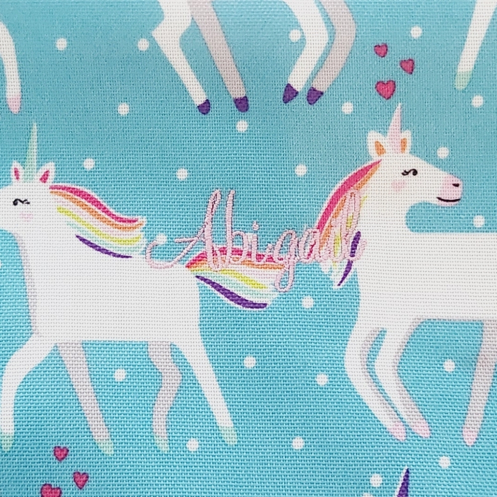 Pottery Barn Kids Mackenzie Aqua Unicorn Parade Tablet Case, Abigail Monogram - Picture 2 of 5